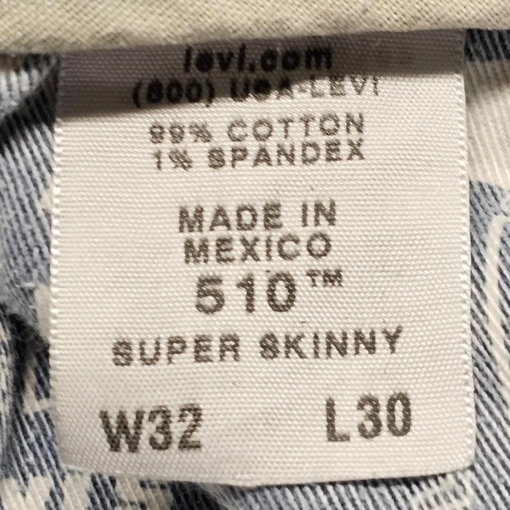 Levi's 510 Super Skinny Jeans Mens 32x30 Blue Denim Medium Wash Stretch 5-Pocket